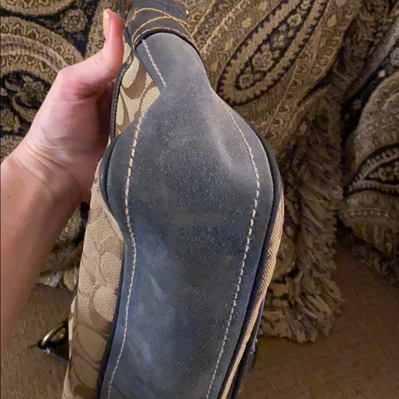 Coach tan and blue shoulder bag - Picture 3 of 6